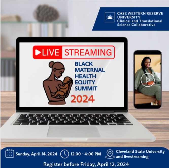 Tomorrow is the last day to register for the Clinical Translational Science Collaborative of Northern Ohio Black Maternal Health Equity Summit happening this Sunday, April 14th 12:00-4:00PM!

Register for the livestreaming/virtual option here: ow.ly/Njpm50Re79X
#CTSAProgram