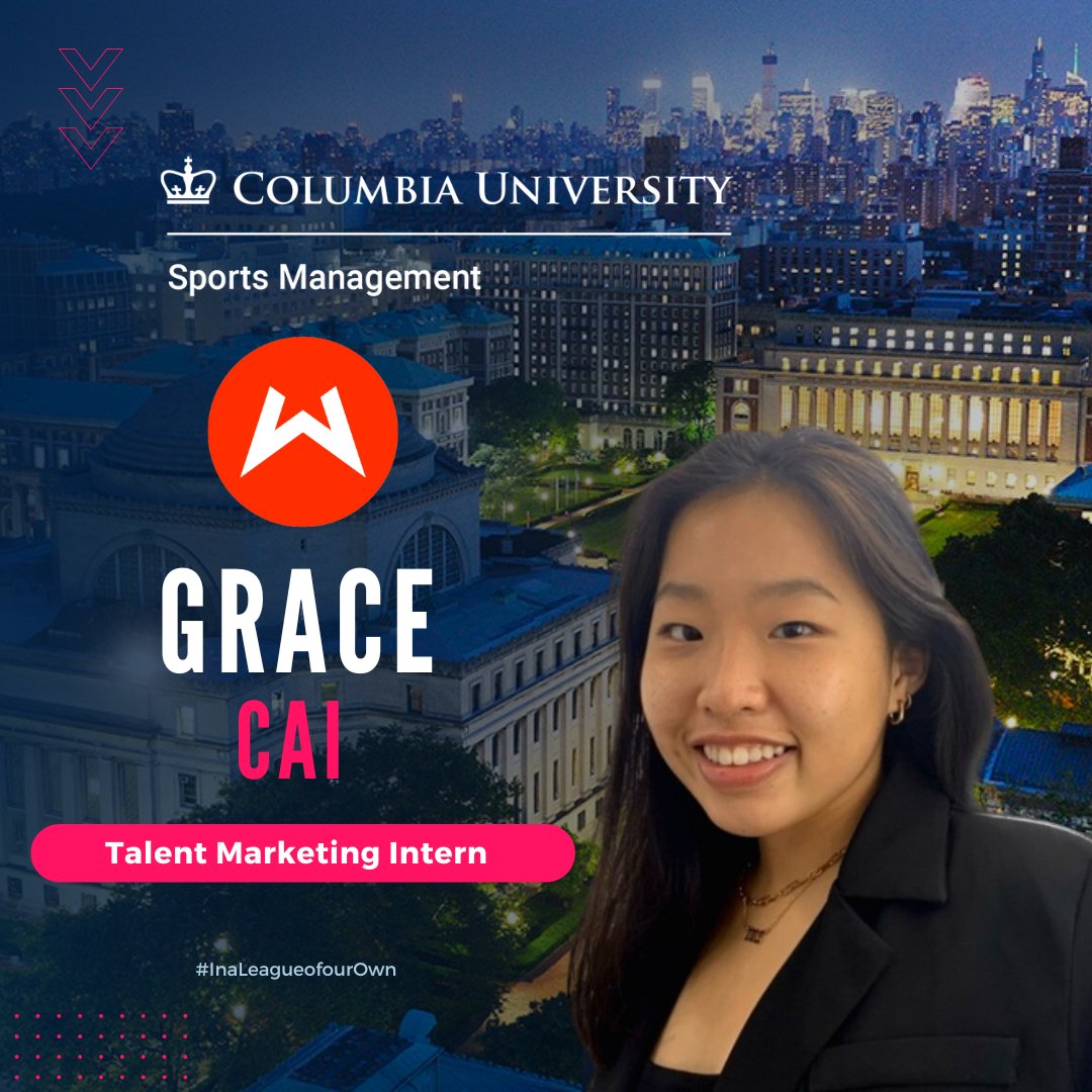 Student Highlight Grace Cai, SPS '24, started a new position as a Talent Marketing Intern at Wasserman. In this role, she assists in business operations & important aspects of the athlete sales & marketing process including prospecting, outreach, & digital marketing strategies.