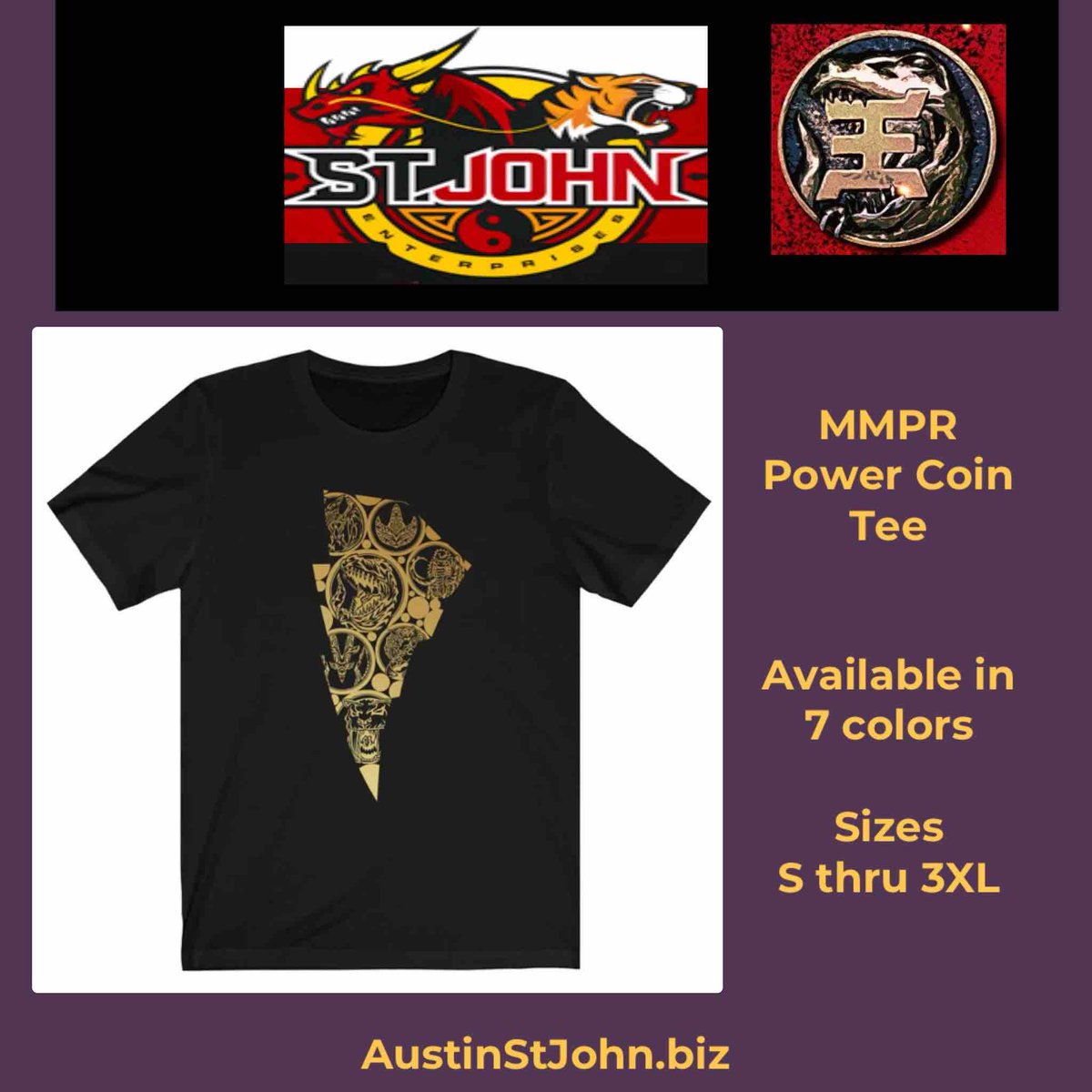 Need a way to rep all your favorite MMPR team? Check out the Power Coin shirt that was combined with the iconic thunderbolt. Order yours today! austinstjohn.biz/products/mmpr-…. #powerrangers #mmpr #redempt1on #redranger