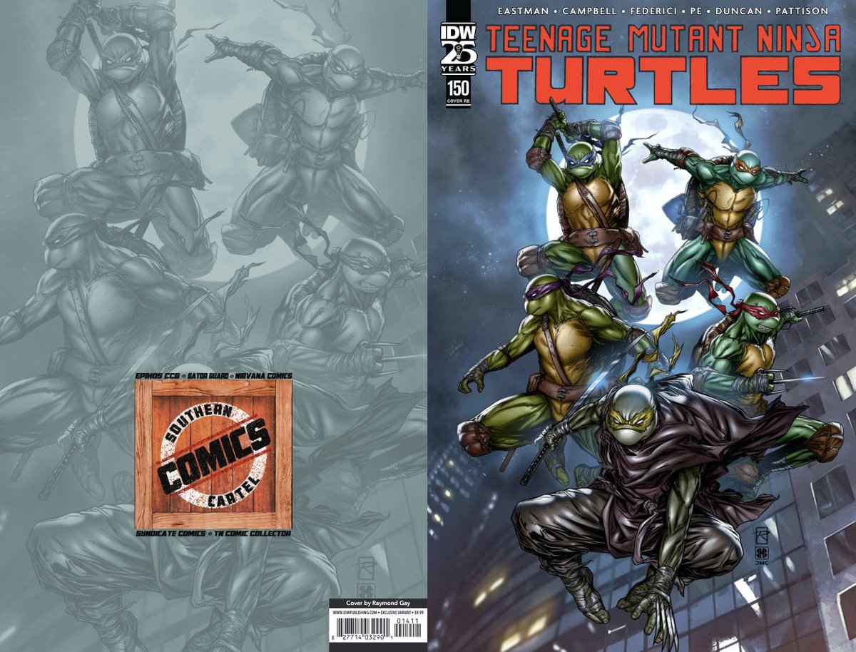 To celebrate #TheRoadto150 run by @mooncalfe1, we're doing a countdown of the RETAILER EXCLUSIVE covers for TMNT #150.

Today, we have a cover from @RaymondGay24 for Southern Comics Cartel.

At your LCS on April 24: comicshoplocator.com

#TMNT #VariantCover