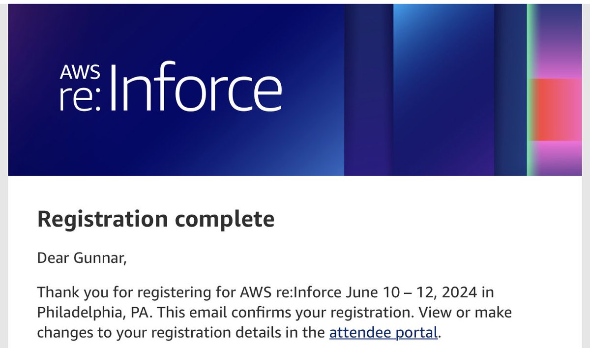 I'm very excited to go to AWS re:Inforce this year for the very first time! Hope to see many of you in Philadelphia! 🚀 #aws #awsreinforce