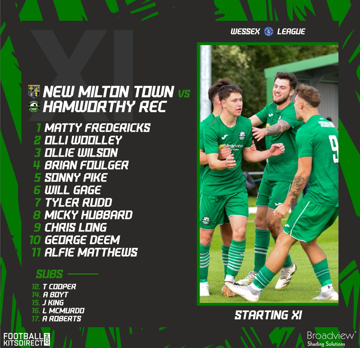 𝗦𝗧𝗔𝗥𝗧𝗜𝗡𝗚 𝟭𝟭 | 🟩 Here is our Rec line up for this evening's match against @NMTFC2017 #UpTheRec