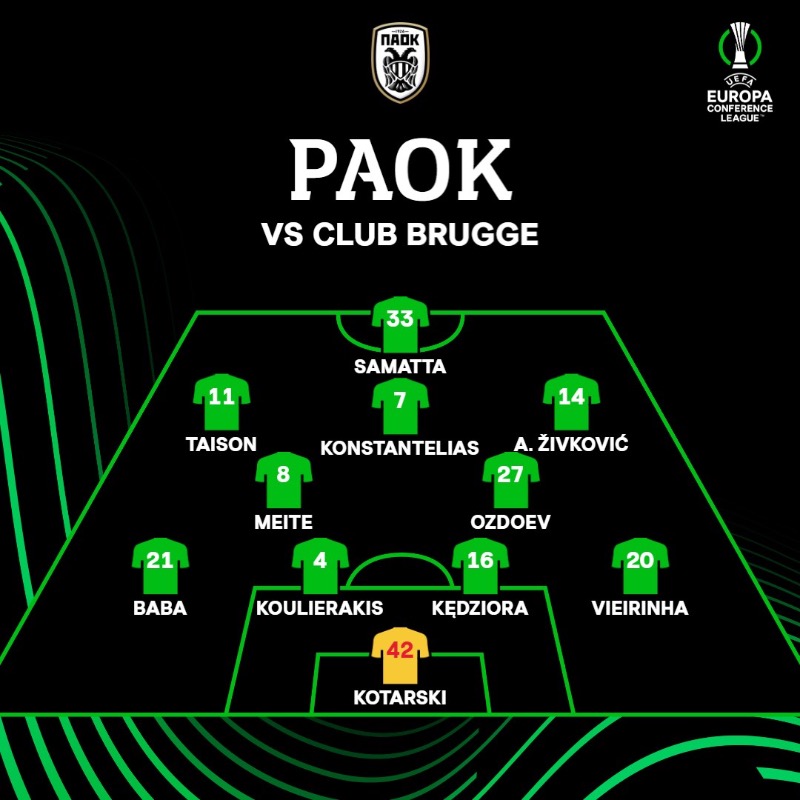 Aston Villa 🆚 Lille Club Brugge 🆚 PAOK Team line-ups are in! #UECL