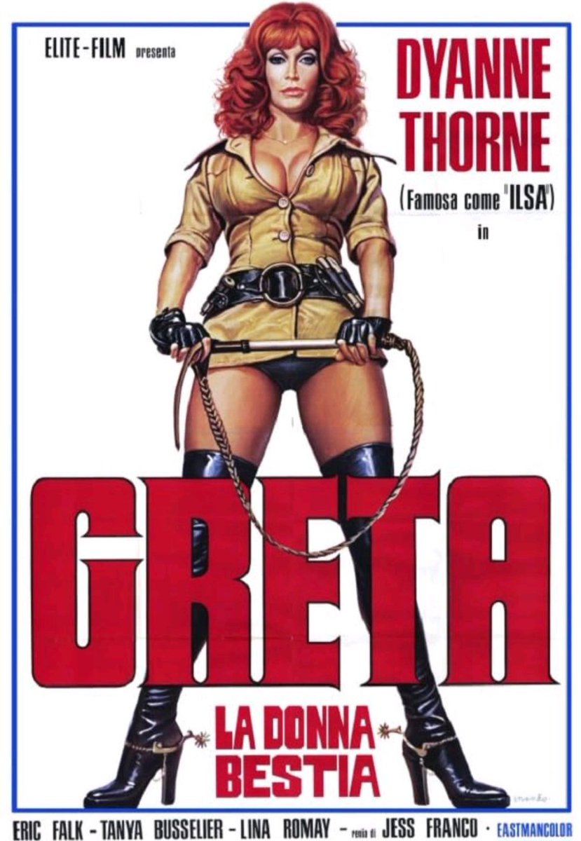 Italian movie poster for #GretaTheWickedWarden (1977 - Dir. #JessFranco) #DyanneThorne #LinaRomay