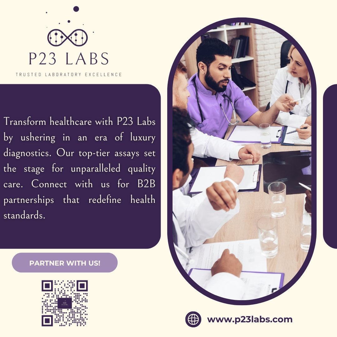 Transform healthcare with P23 Labs by ushering in an era of luxury diagnostics. Our top-tier assays set the stage for unparalleled quality care. Connect with us for B2B partnerships that redefine health standards. 

#P23Labs #LuxuryDiagnostics #HealthcareInnovation
