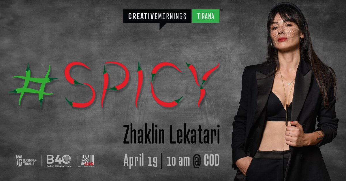 Zhaklin Lekatari about SPICY, April's theme of CreativeMornings Tirana. <a href="/zhaklinlekatari/">Zhaklin Lekatari</a> <a href="/BashkiaTirane/">Bashkia Tiranë</a> #cmspicy #creativemornings