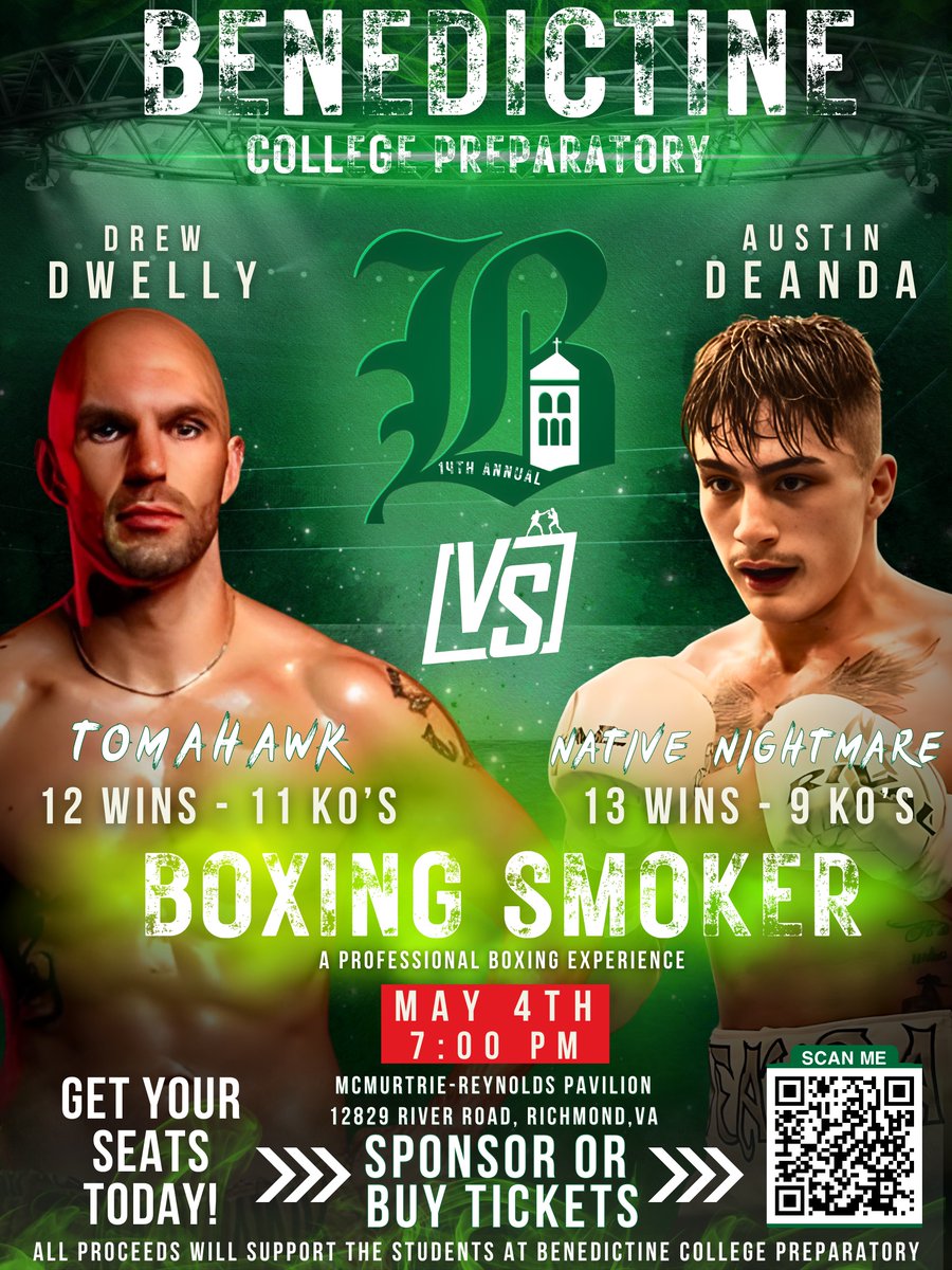 We are excited to host the 14th Annual Boxing Smoker fundraiser, presented by Old Dominion Mechanical! Visit the link below to offer sponsorship or grab your tickets. benedictineschools.org/boxing-smoker