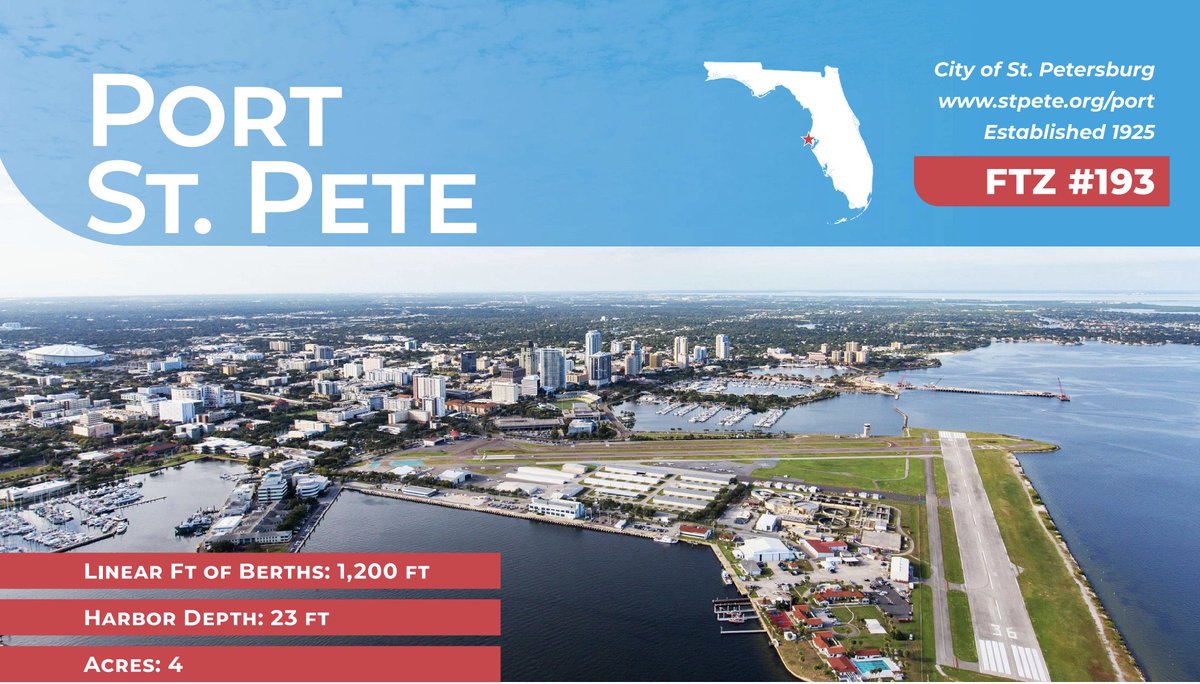 #PortStPete is the only superyacht marina on Florida’s Gulf Coast and has hosted the football field long M/Y Tatoosh superyacht – one of the world’s largest. This unique, multi-use port is also an International Research Port, and located in the heart of downtown St. Petersburg.