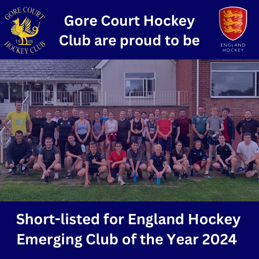 Gore Court Hockey Club are proud to have been short-listed in the England Hockey Awards as emerging hockey club of the year 2024.   The club will be represented at the England Hockey Awards on the 18th May in Leicester.   Please wish the club luck. <a href="/SE_HockeyUK/">South East Hockey</a> <a href="/EnglandHockey/">England Hockey</a>