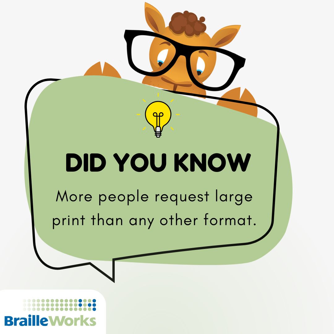 The CDC estimates that more than 8 million Americans over the age of 40 live with a #VisualImpairment. These people benefit from #LargePrint documents.