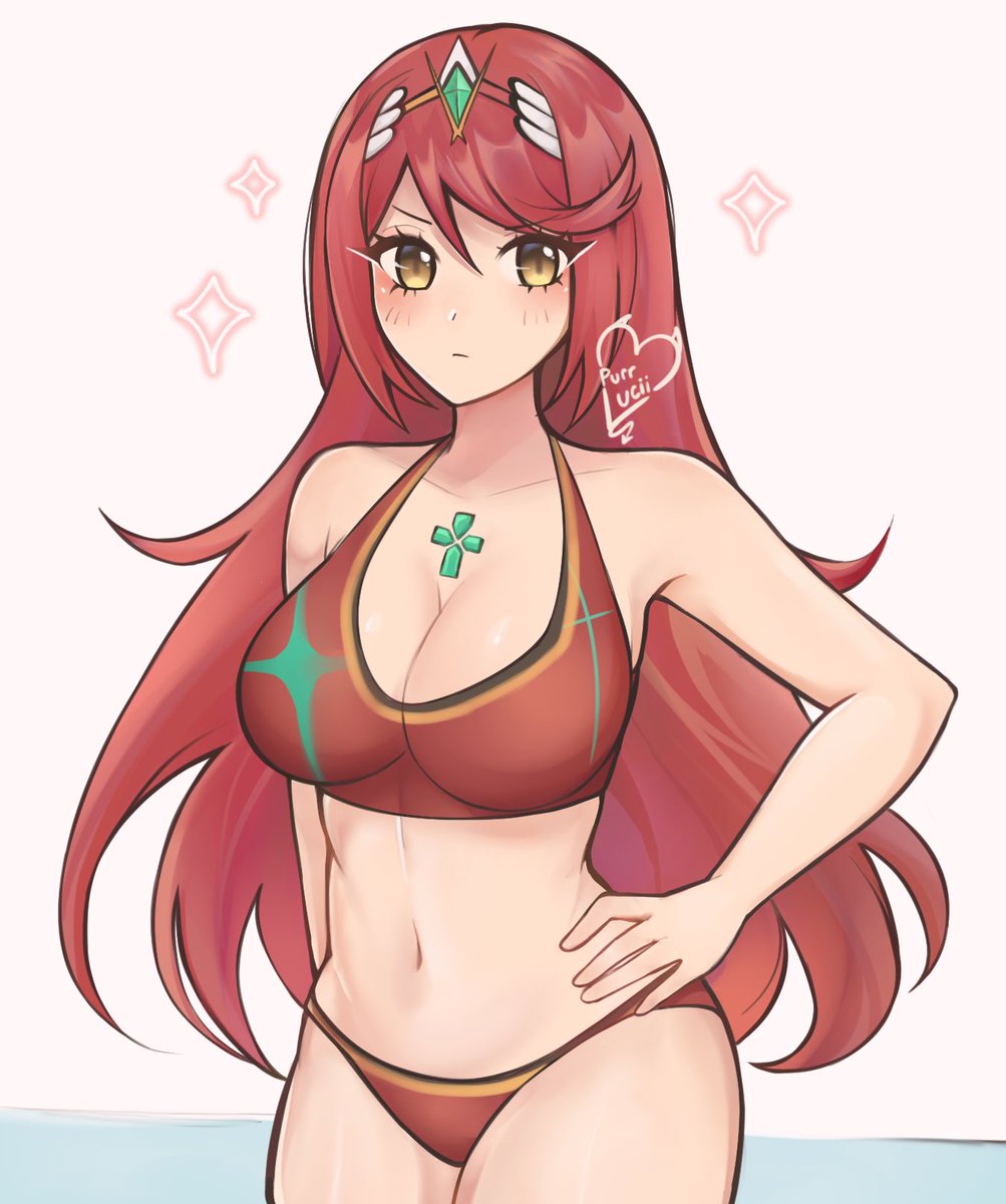Swimsuit Mythra but red head?! ❤️