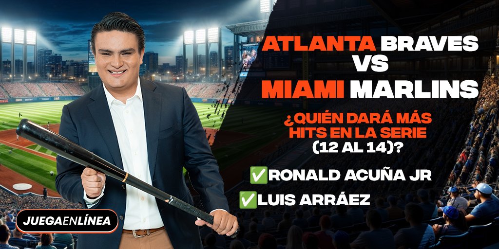 #SorteoMLB ¿Quién dará más HITS en la serie de 3⃣ juegos entre #Braves 🆚 #Marlins? ✅Ronald Acuña Jr. ✅Luis Arráez 🇺🇸🏆Condiciones🇺🇸🏆 Dar RT➕MeGusta ✅Comentar pronostico y usuario activo 1⃣ comentario por usuario 💲2⃣0⃣0⃣ a repartir entre 🔟 ganadores Válido las 7:10 PM