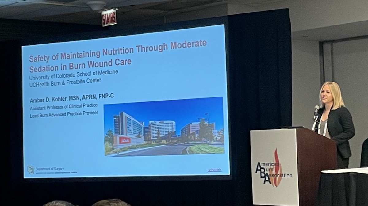 Congratulations to our Lead APP Amber Kohler, MSN, APRN, FNP-C on her excellent presentation on nutrition and moderate sedation at @Ameriburn! #ImproveEveryLife @CUDeptSurg