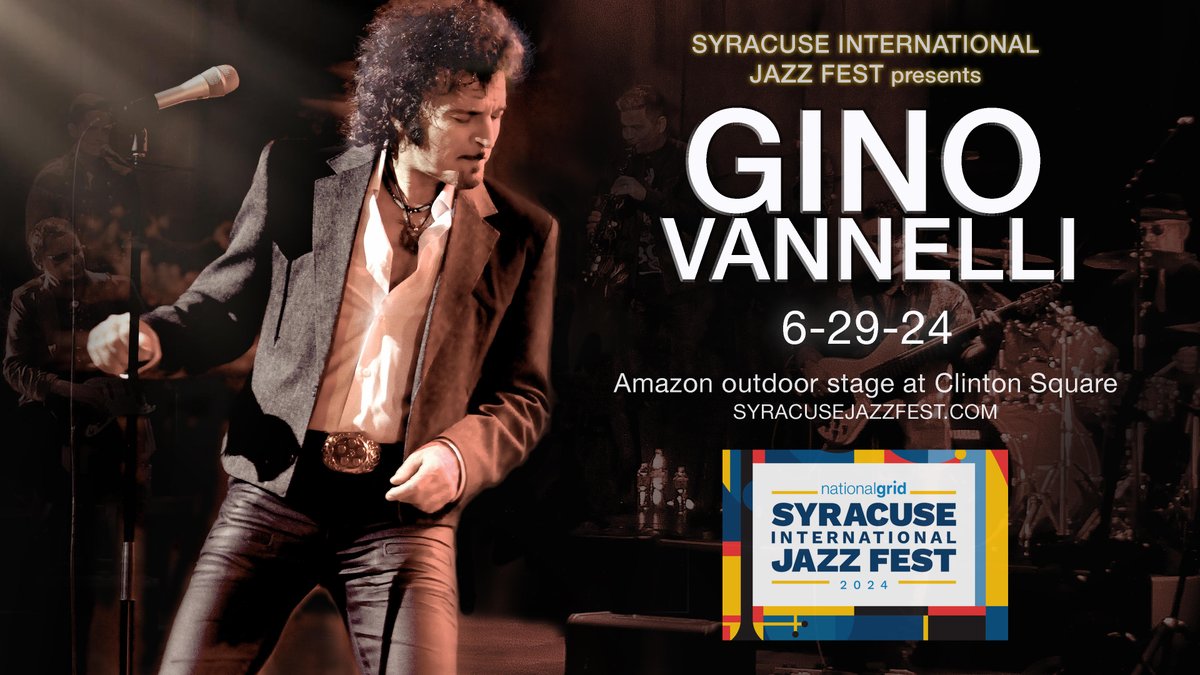 GinoVOfficial's tweet image. Gino is coming to the Syracuse International Jazz Fest!
June 29, 2024 – Amazon outdoor stage at Clinton Square. Visit syracusejazzfest.com for more information.