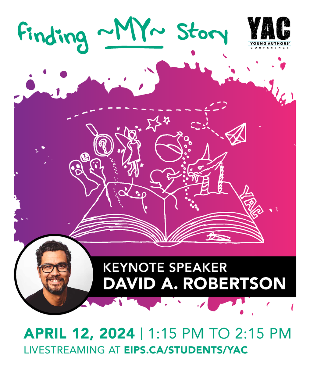 Tune in to the #YAC livestream event from 1:15 p.m. to 2:15 p.m. on April 12. David A. Robertson will discuss his book On the Trapline and share insights on writing, storytelling and learning from the land. Open to @EIPS and @EICSCatholic, K-12. Join: eips.ca/students/yac