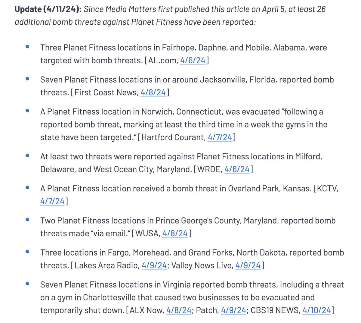 UPDATE: Libs of TikTok creator Chaya Raichik said on March 28 that 'it's about to get worse for Planet Fitness' and since then, at least 43 locations of the fitness chain have reported bomb threats - 26 new public incidents since just last Friday.