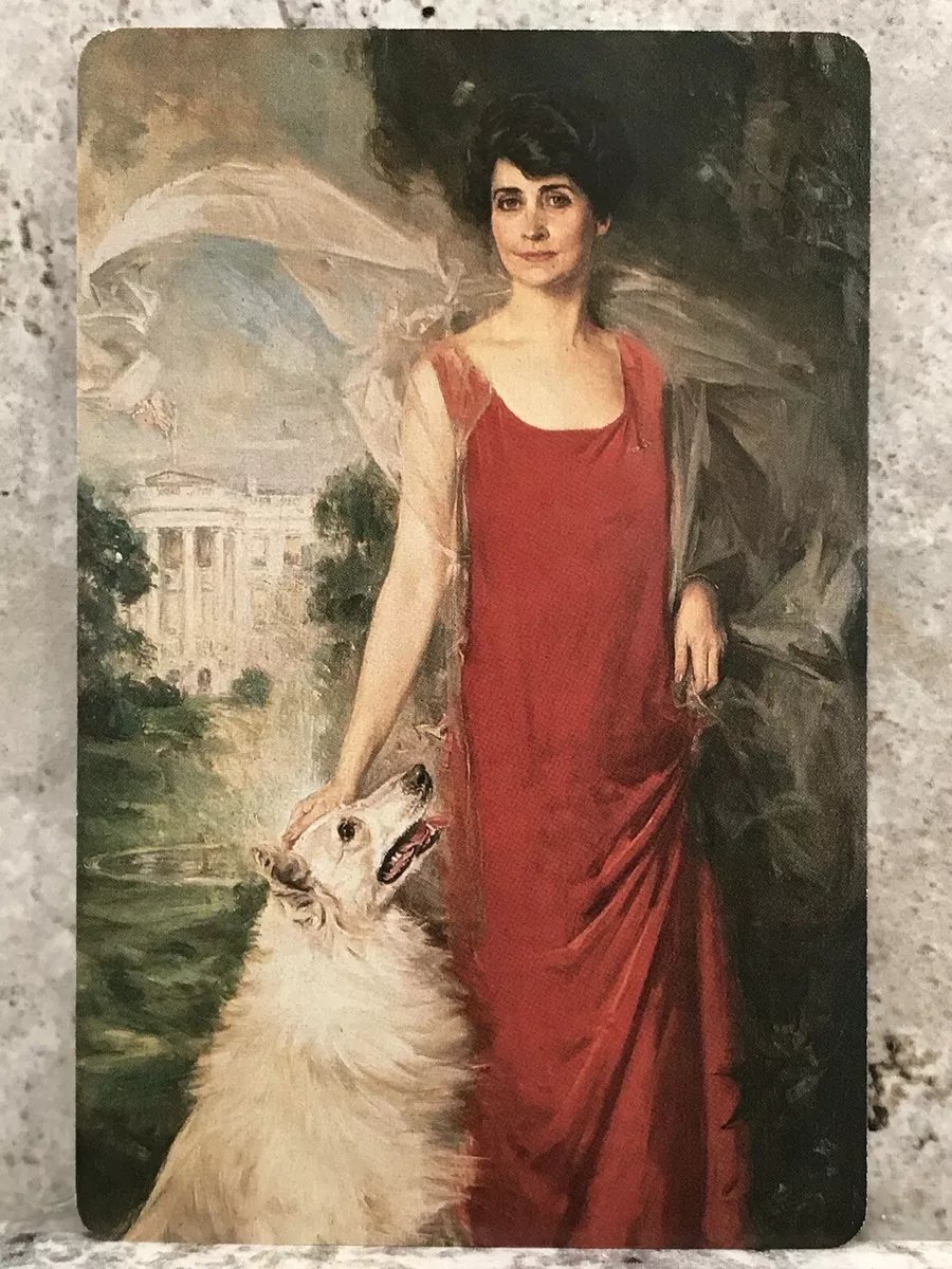 On April 11, 1924 First Lady Grace Coolidge is presented with her official White House portrait, The painting by Howard Chandler Christy that shows her alongside her pet collie Rob Roy.

#OnThisDay #American #History #CalvinCoolidge #GraceCoolidge