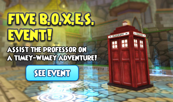 Allons-y! ⏱️🚀 Now through Aprill 22nd, assist The Professor on a timey-wimey adventure throughout the Spiral! wizard101.com/game/five-boxe… #Wizard101