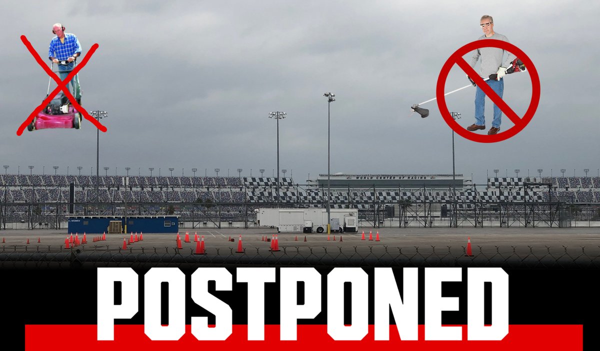 UPDATE: Due to severe weather in the Volusia County area, lawn maintenance at the @DAYTONA International Speedway has been postponed until tomorrow, April 12 at 9:30am