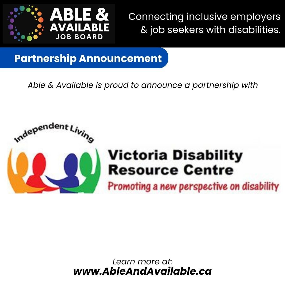 We are thrilled to be working with #AbleAndAvailableJobBoard! ableandavailable.ca
