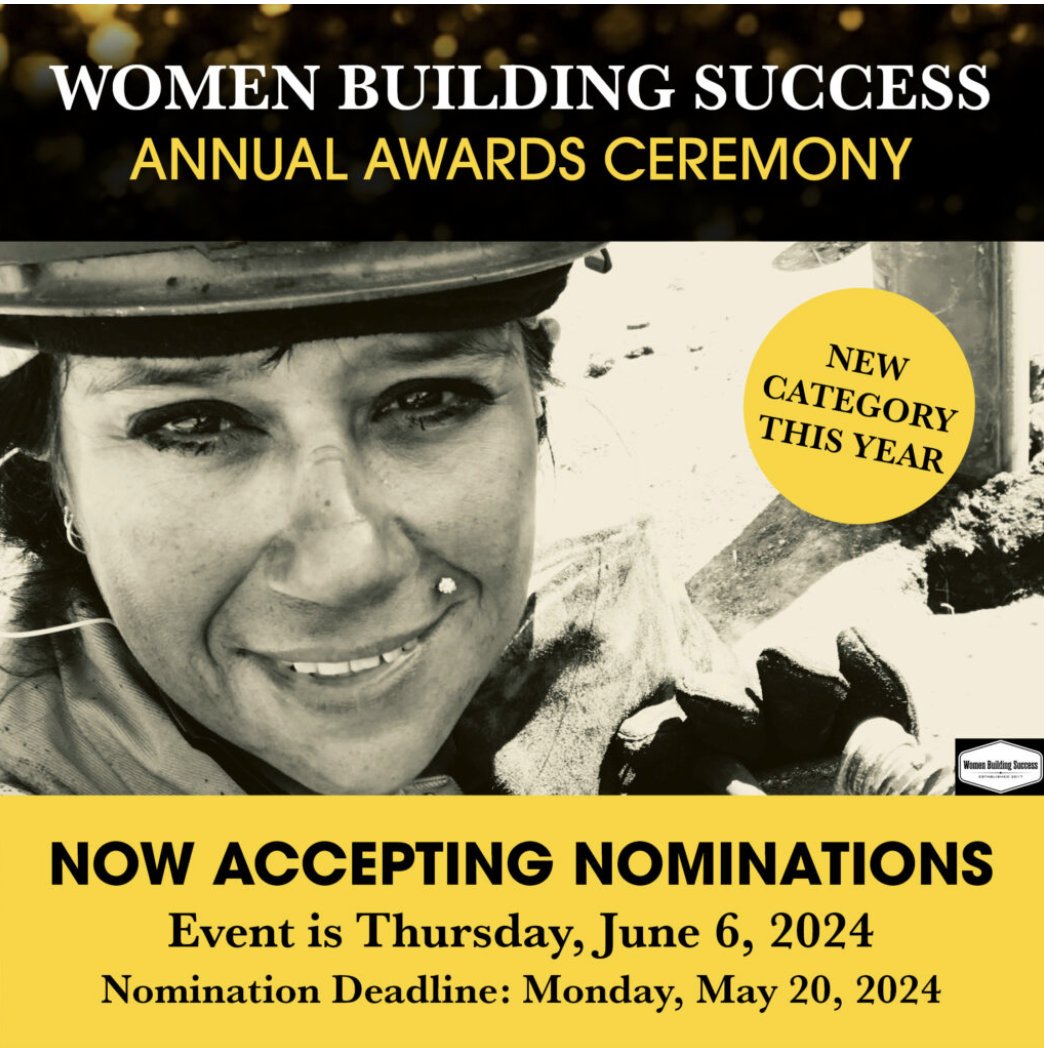 🌟 NOMINATIONS ARE OPEN for the 2024 Women Building Success Awards! 💪

Do you know an outstanding woman in the #MNTrades who deserves recognition for her hard work, dedication, and leadership?

MORE INFO: womenbuildingsuccess.org/elementor-5/ev…