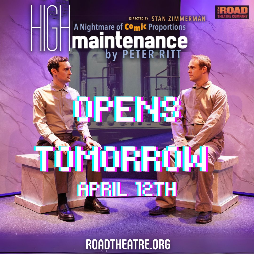 Tomorrow is the day! High Maintenance by Peter Ritt , directed by Stan Zimmerman  opens!
Shut down your devices, come to the theatre for this (not too far off) futuristic comedy 🤖
🎟's: ci.ovationtix.com/35065/producti…

#theroadtheatrecompany #theroadtheatre #latheatre #highmaintenance