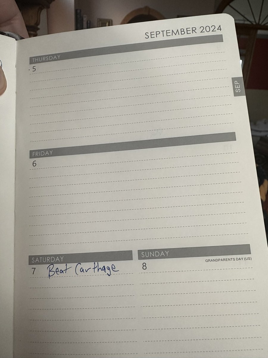 I keep an old school calendar for weekend activities. Just got my July 2024 - June 2025 calendar in the mail. Johnnie football games are the first items that get penned in.