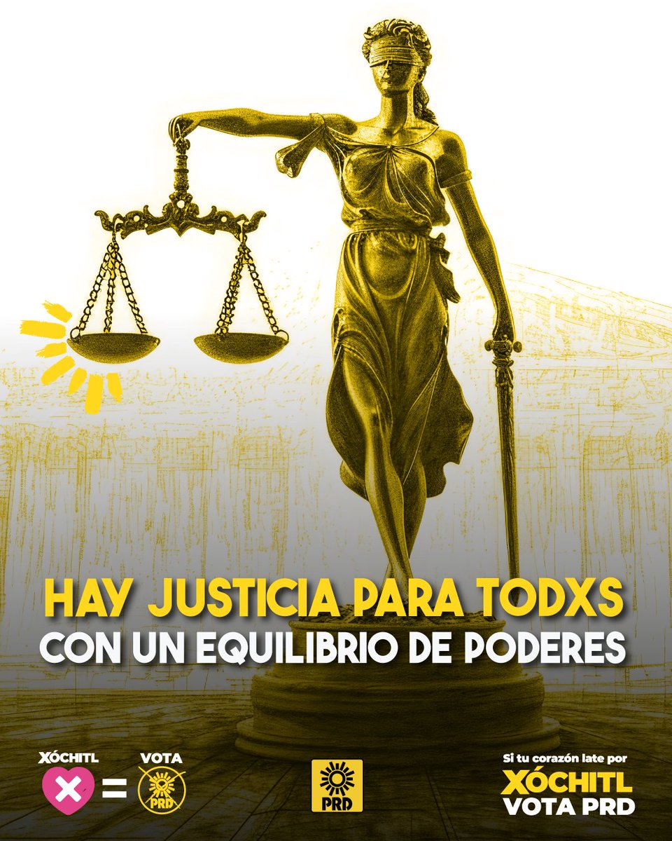 ¡Queremos un Poder Judicial independiente y equitativo! Por eso, en el #PRD, luchamos para que exista un equilibrio de poderes que mantenga el orden. ¡Únete al cambio por la justicia!