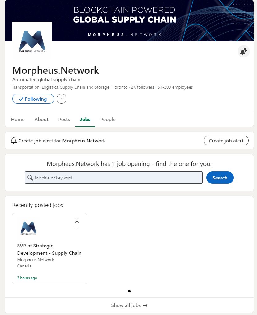 Something new appeared on the Morpheus Network LinkedIn!

linkedin.com/jobs/view/3725…

#CryptoCommunity #supplychain #MNW