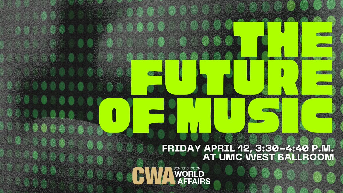 Don’t miss - The Future of Music with CU Music School Dean John Davis as he sits down with techno maestro Matt Jones and award-winning experiential designer Hunter Leggitt. Friday, April 12, 2024, from 3:30-4:40 in the UMC West Ballroom. colorado.edu/cwa/2024-sched…