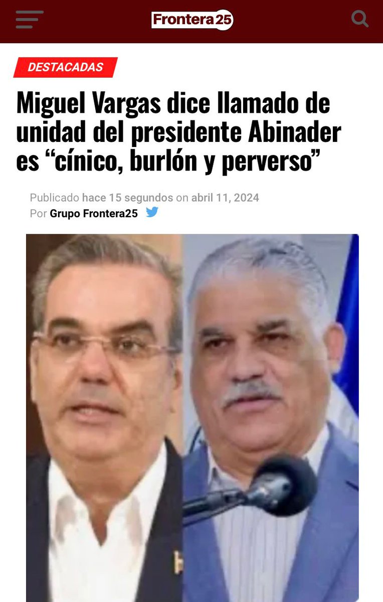 Me gusta esas DECLARACIONES de Miguel Vargas, carajo!! 😎✌🏾 A Luis Abinader que se meta su UNIDAD por donde no le de el SOL 👏🏾👏🏾👏🏾👏🏾👏🏾👏🏾👏🏾👏🏾👏🏾👏🏾👏🏾👏🏾