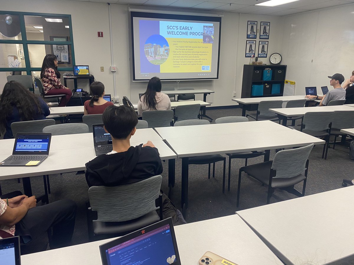 Mrs. Lisa Wendt hosting college workshops for kids during Office Hours! Thank you Mrs. Wendt!! <a href="/SantiagoSharks/">Santiago High School</a>