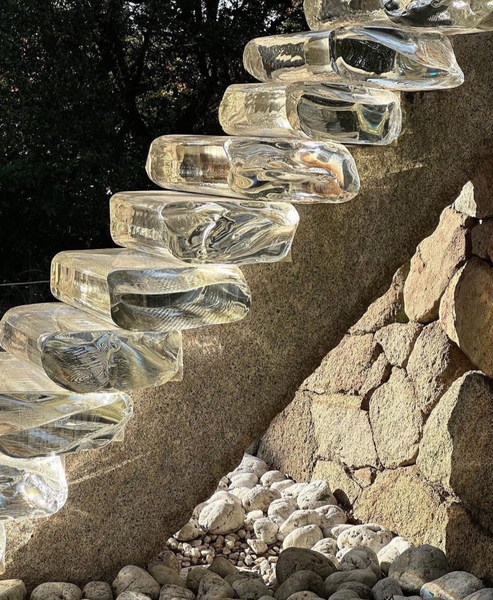 Glass staircase by Hiroshi Sugimoto at the Go’o Shrine in Naoshima, Japan