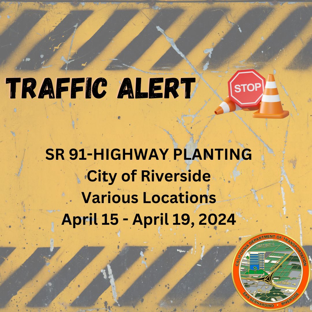 RIVCO: 🚧 Daytime work continues next week. Commuter access remains Drive safely and plan your route accordingly! See alert for more. details ➡️ conta.cc/43YtCne #Caltrans8