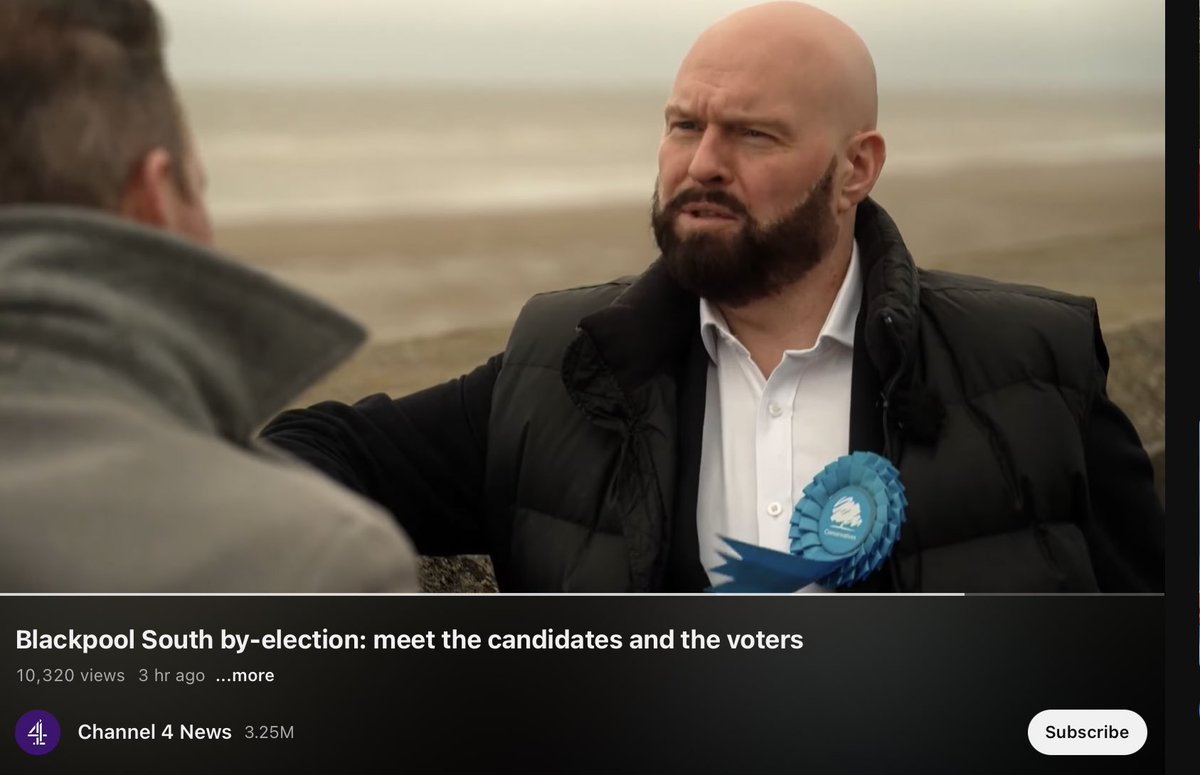 This bloke is the Tory party candidate in Blackpool South anybody else notice the problem with his rosette?