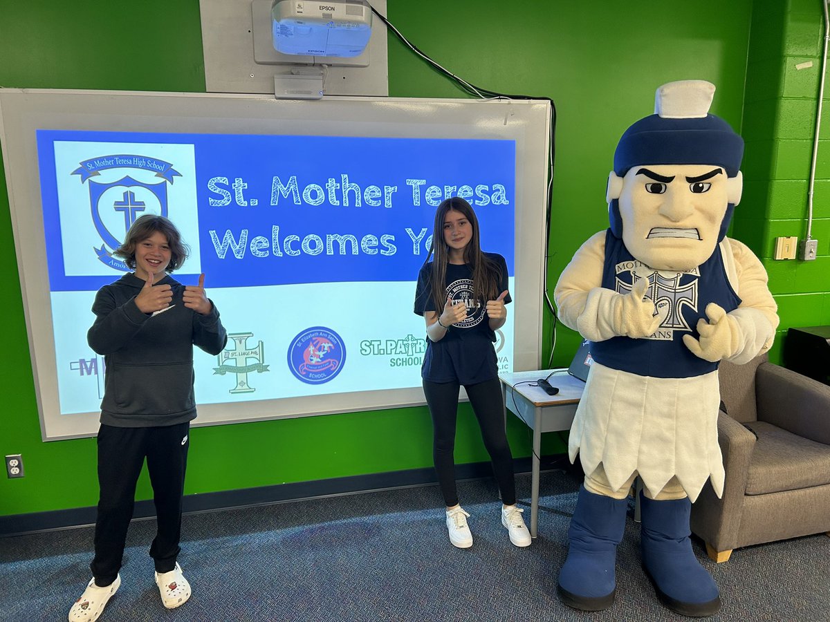Thank you to E and V - St Luke alumni! They came to speak to our Grade 6’s about life @MotherTeresaHS in Grade 7! They are looking forward to becoming Titans!