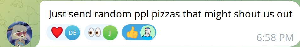 NYC Pizza Slice π (@nycpizzaslice) on Twitter photo Since the community is asking ... first 100 people to interact with this post will have a chance to receive a irl pizza. π¬π $ANPS
GOOOO! Since the community is asking ... first 100 people to interact with this post will have a chance to receive a irl pizza. π¬π $ANPS
GOOOO!