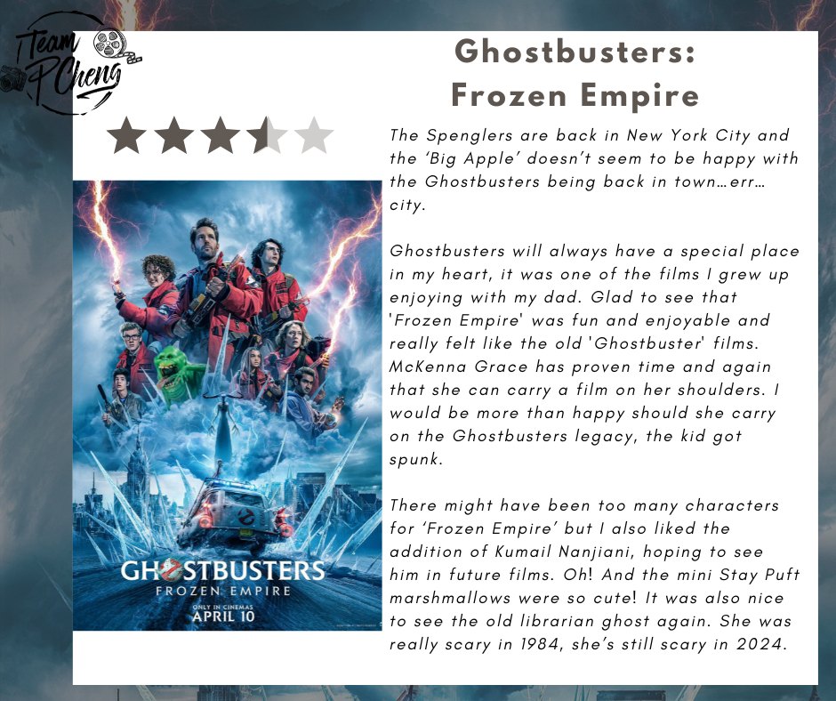 Mini review / rating for Ghostbusters: Frozen Empire. Now showing in cinemas! @ColumbiaPicPH #Ghostbusters #GhostbustersFrozenEmpire