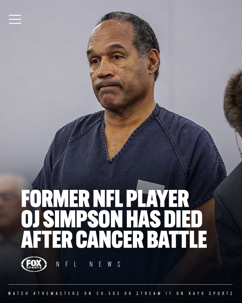 Former NFL player OJ Simpson, the man famously acquitted of the murders of his ex-wife Nicole Brown Simpson and her friend Ronald Goldman, has died aged 76. Read More 👉 bit.ly/4aO5ZzM