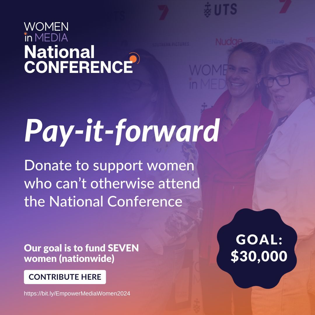 Join us on our journey to support women in media! Help us reach our $30,000 goal to bring seven women from across Australia to this year's conference through our Pay-it-Forward initiative. Find out more and contribute here: bit.ly/EmpowerMediaWo… #WIMConference2024