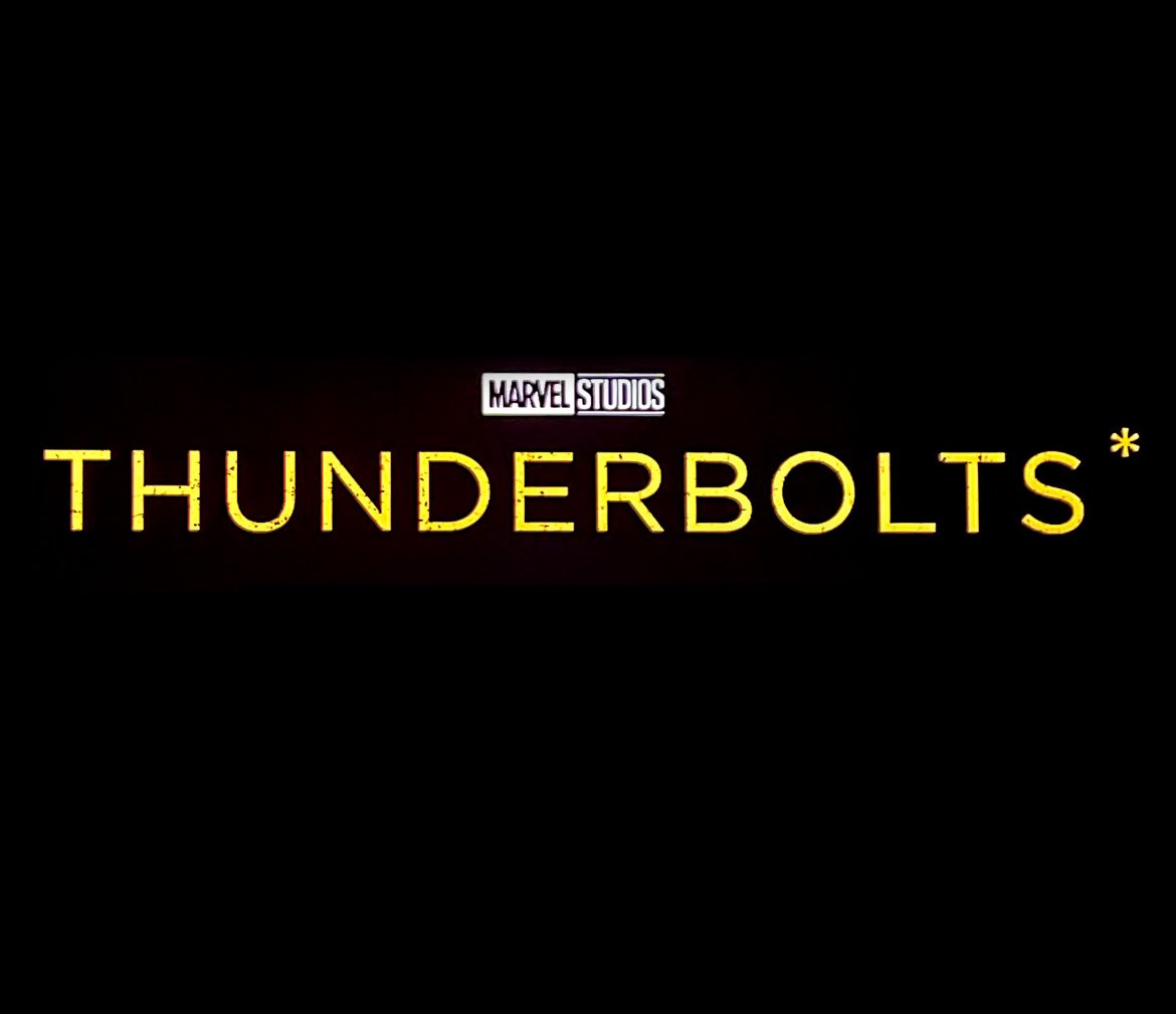 The new logo for Marvel’s ‘THUNDERBOLTS*’ has been revealed. Kevin Feige states “Yes, you’ll notice the asterisk on Thunderbolts. That is the official title of Thunderbolts and we won’t talk more about that until after the movie comes out.”