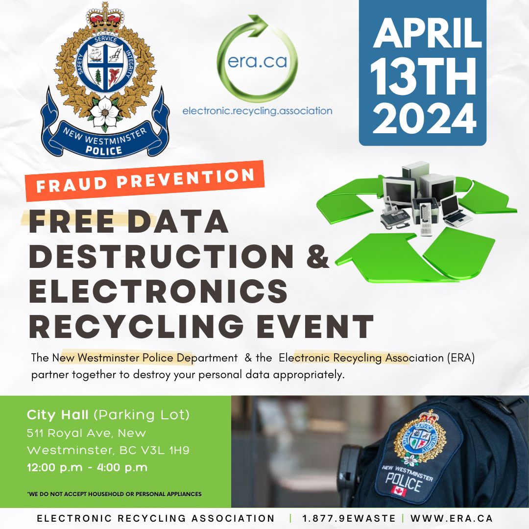 We're anticipating a big turn out at our electronics recycling event this weekend! A friendly reminder that a list of what items can be recycled are available on our website: nwpolice.org/blog/2024/03/1… #NewWest #MetroVancouver