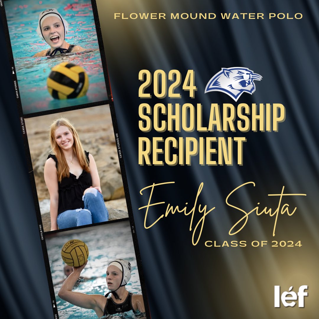 Please join us in congratulating senior Emily Siuta, the recipient of the 2024 @LEFforLISD Flower Mound Water Polo Scholarship! Emily will be recognized during the April 27th Spring Game Day at 9:45am. #congratulations #fmhspolo #jag4life #scholarship