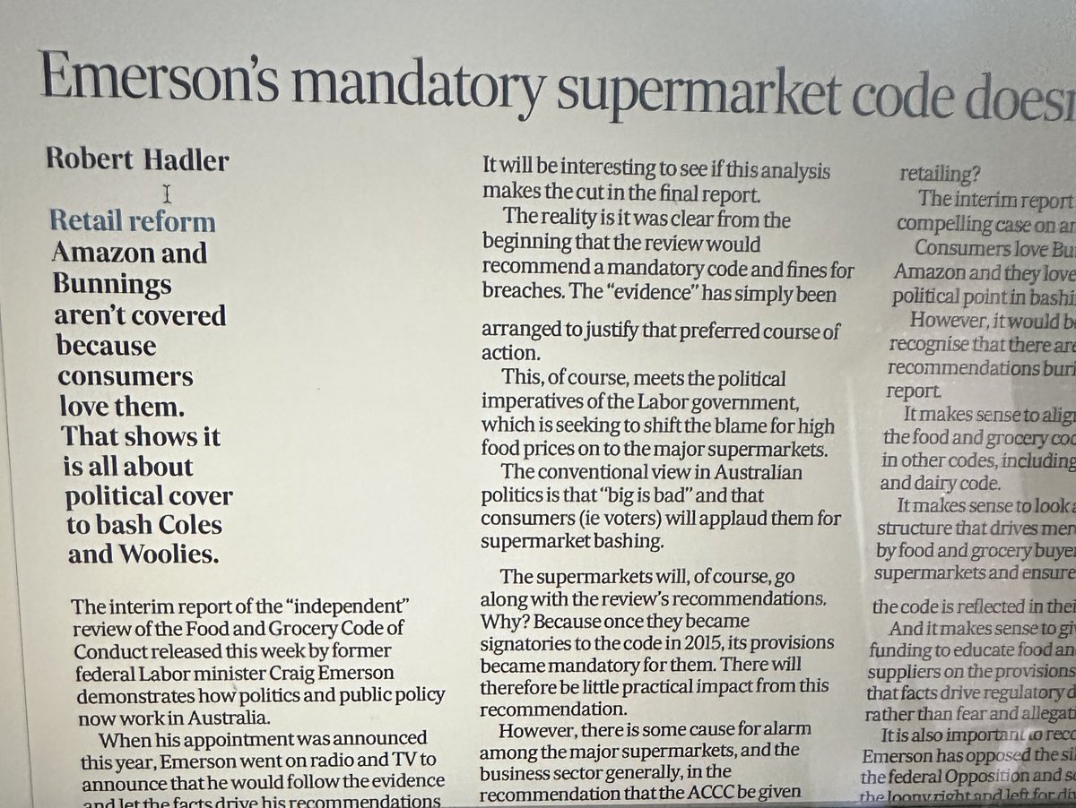 This column by an architect of the voluntary grocery code of conduct questions my independence and claims the review was politically motivated. As a code architect, he should know the review was a statutory requirement for 2024 back in 2015 when the code came into force.