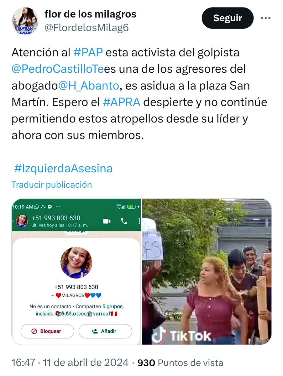 Mientras hablan de la Junta Nacional de Justicia, Patricia Chirinos, Keiko Fujimori, Pilar Nores, Patricia Benavides, 4 UIT, AFPs, etc... La siguiente captura de pantalla demuestra la estrecha vinculación entre el APRA y 'La Pestilencia'.
Critican a la izquierda y apoyan al APRA?