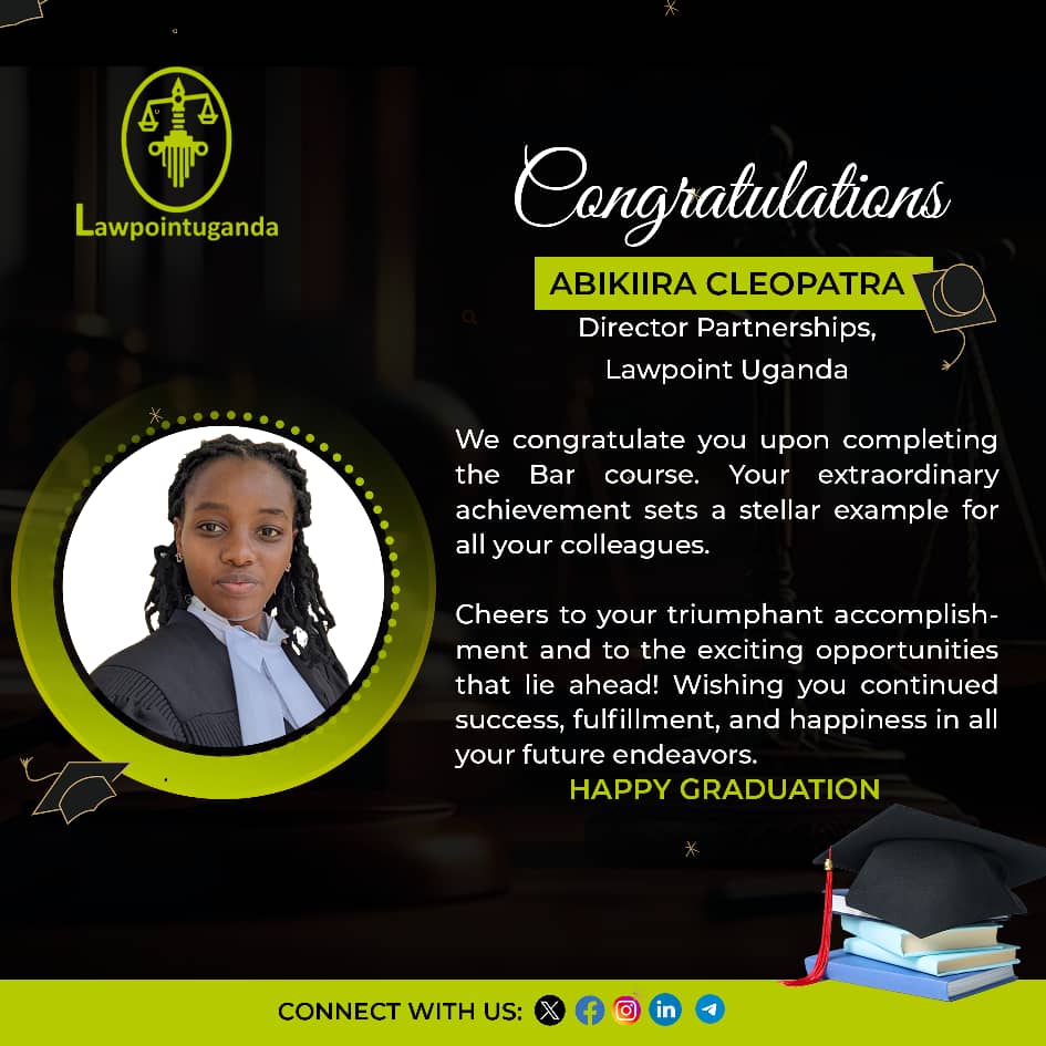 We congratulate @Cleoabikiira our Director of Partnerships - Lawpoint Uganda Your commitment to excellence and your passion for the legal field have undoubtedly shone through during the rigorous process. As well, being on the @DirectorLDC 's list lifts your record high.