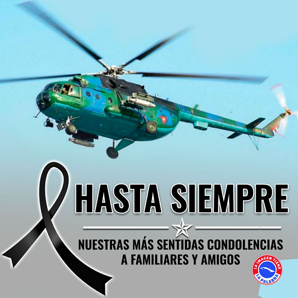 🖤 NUESTRAS MÁS SENTIDAS Condolencias. Hoy se produjo un accidente de un helicóptero de las FFAA, el cual se precipitó a tierra en el aeropuerto Antonio Maceo de Santiago de Cuba, resultando fallecidos los tres tripulantes. #EPD #DeZurdaTeam #IzquierdaUnida