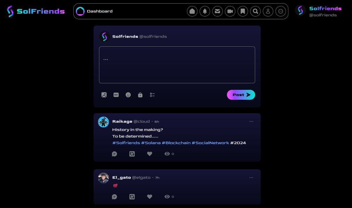 Posting, Following, Unfollowing, and Profile Editing are all set! 🚀 Now, we're diving into adding Likes, Retweets, and gearing up for Bond Trading (Creator Keys). The #SolFriends universe is expanding.

#friends #SocialFi #friendtech