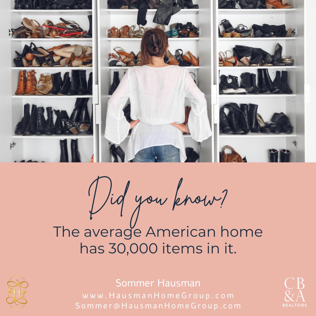 I read this somewhere and I wonder how true it is for everyone. Does this seem right for you?

#hausmanhomegroup #cba #haus2home #cbarealtor #realestate #realtor #packedhome #house #didyouknow #funfacts #filledhouse #clutter #stuff