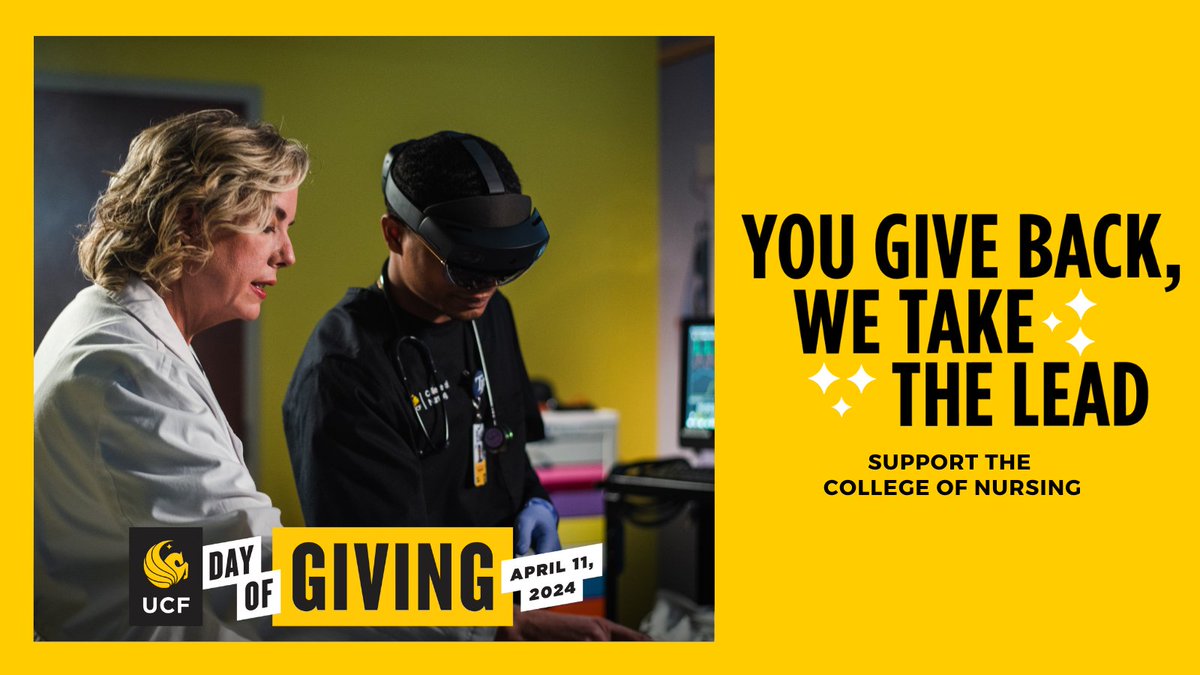 Help #UCFNursing continue to lead in nursing education, research and practice. With your support, we will unleash potential in #KnightNurses and solve our world's most pressing healthcare challenges. 🩺 Give today: go.ucf.edu/4amWGq9 #UCFDayofGiving